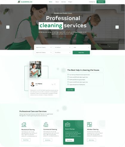 cleaning emaids website UI UX Design and development Services